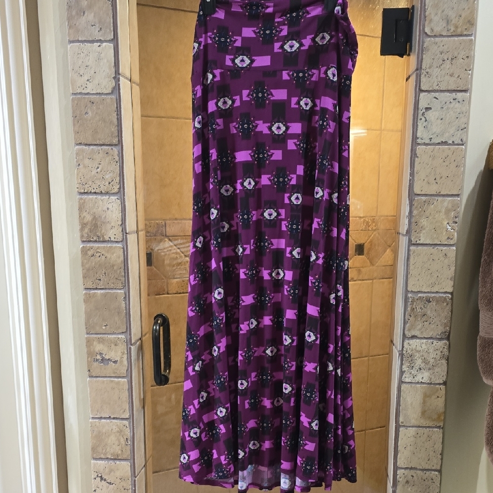 LuLaRoe Black and Purple Maxi A-Line Skirt